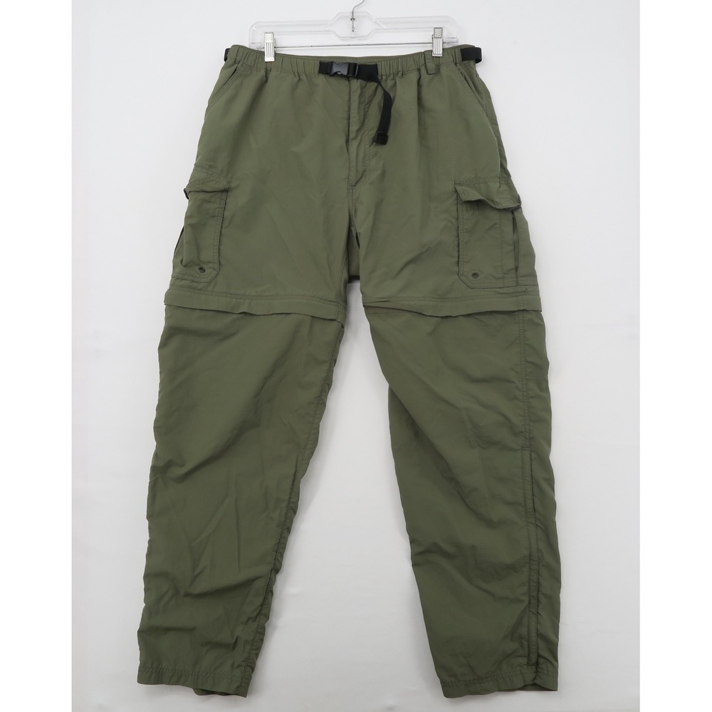 REI Sahara Convertible Cargo Hiking Pants Mens Large L Green UPF 50 Zip Off